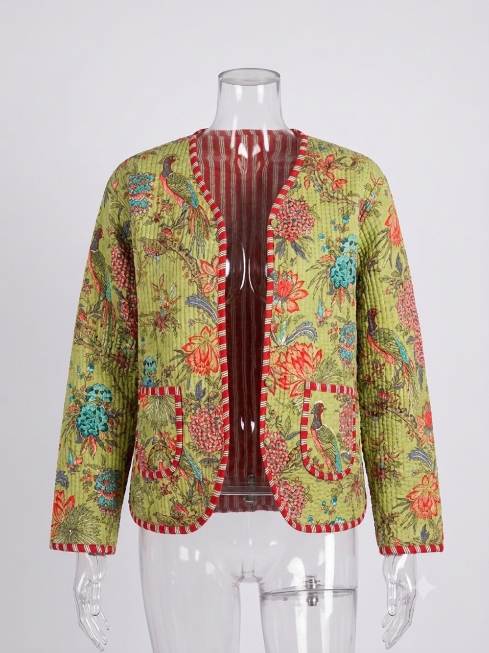 Reversible Quilted Floral & Striped Jacket